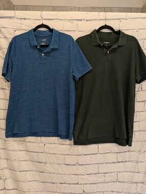 Sonoma and Goodfellow Blue and Green Polo Shirts Bundle of 2 Men's Size Large